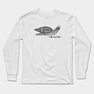 Land Snail - I'm Alive! - animal ink art design - on white Long Sleeve T-Shirt